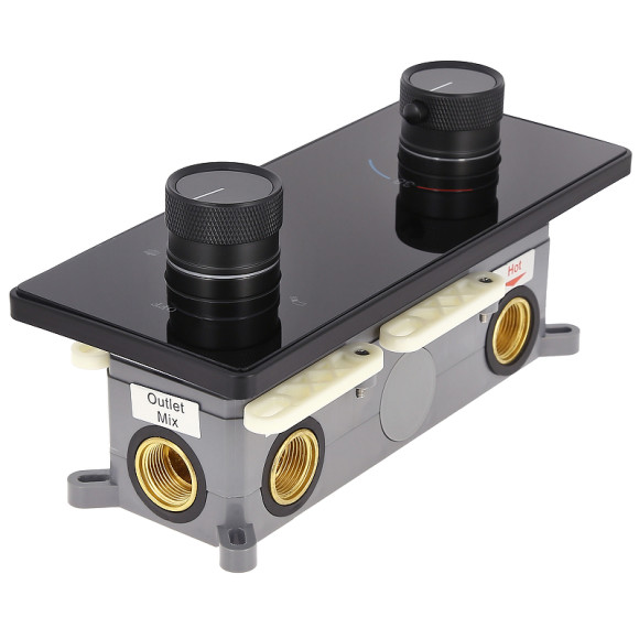 Душевая система ALMAes Tiber TVZ-8805 с термостатом Черная матовая Душевая система ALMAes Tiber TVZ-8805 с термостатом Черная матовая