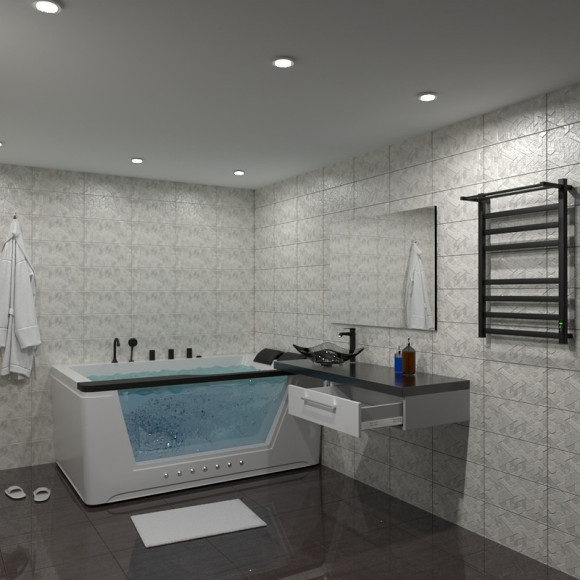 Электрический полотенцесушитель Маргроид 8110 профильный 810x500 8110-8050-5179-9005 с полкой Черный матовый