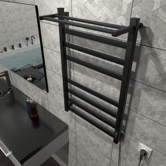 Электрический полотенцесушитель Маргроид 8110 профильный 810x500 8110-8050-5179-9005 с полкой Черный матовый