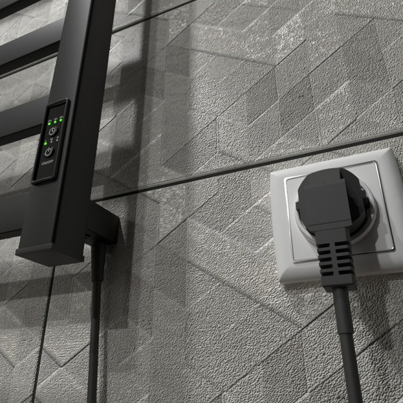 Электрический полотенцесушитель Маргроид 8110 профильный 810x500 8110-8050-5179-9005 с полкой Черный матовый