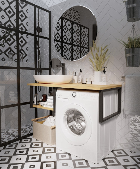 Столешница под раковину 1MarKa Grunge Loft 120 Ц0000004100 над стиральной машиной Дуб вотан