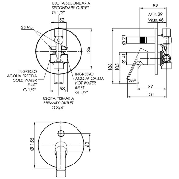 Смеситель для душа Remer Energy EY09H Хром Смеситель для душа Remer Energy EY09H Хром