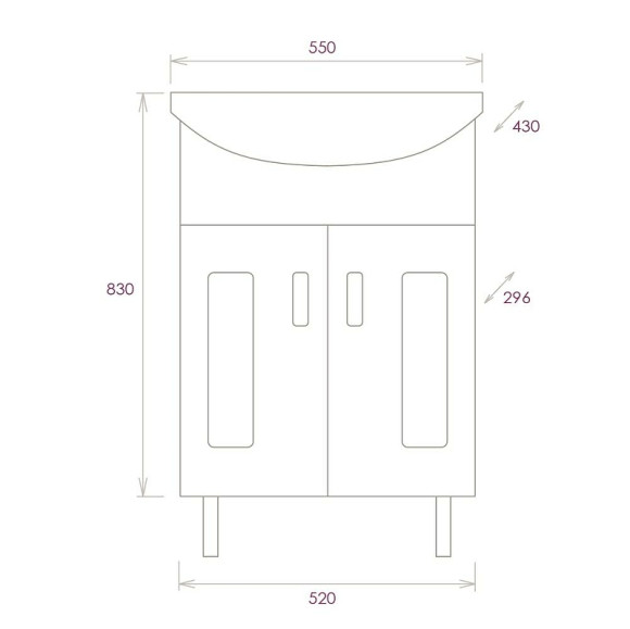 Тумба под раковину Onika Кристалл 55.18 105555 Белая