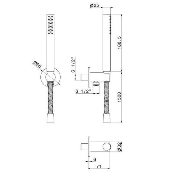 Душевой гарнитур Kerama Marazzi Eterna 69645XKM.50.050 Нержавеющая сталь Душевой гарнитур Kerama Marazzi Eterna 69645XKM.50.050 Нержавеющая сталь