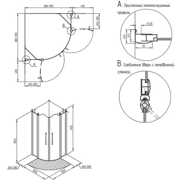 Душевой уголок Migliore Diadema 90x90 22677 профиль Бронза стекло матовое Душевой уголок Migliore Diadema 90x90 22677 профиль Бронза стекло матовое