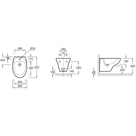 Биде Jacob Delafon Patio E4189-00 подвесное Белое