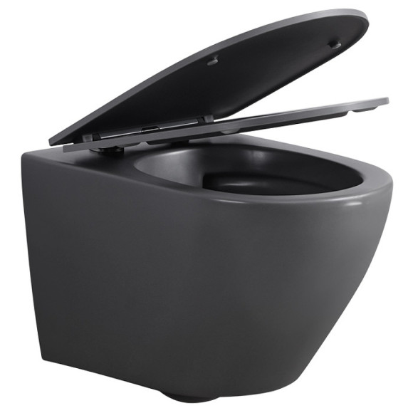 Унитаз Abber Bequem AC1101MG подвесной Серый матовый с сиденьем Микролифт Унитаз Abber Bequem AC1101MG подвесной Серый матовый с сиденьем Микролифт