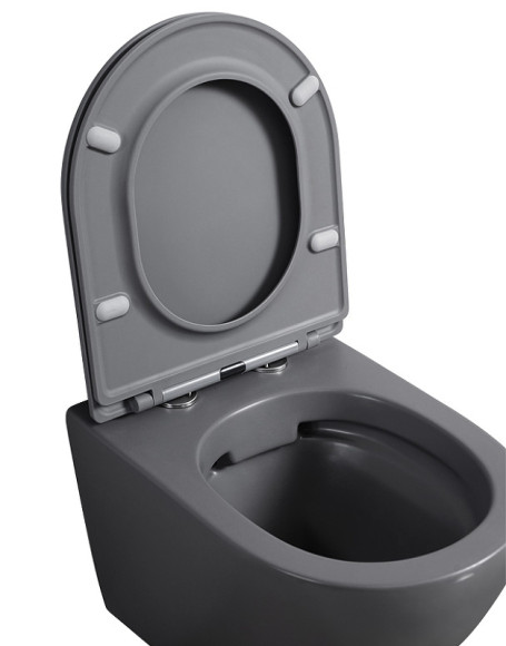 Унитаз Abber Bequem AC1101MG подвесной Серый матовый с сиденьем Микролифт Унитаз Abber Bequem AC1101MG подвесной Серый матовый с сиденьем Микролифт