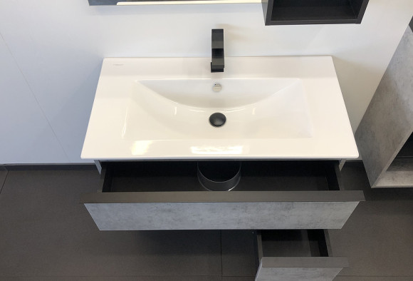 Тумба с раковиной Comforty Франкфурт 90 00-00007342 подвесная Бетон светлый