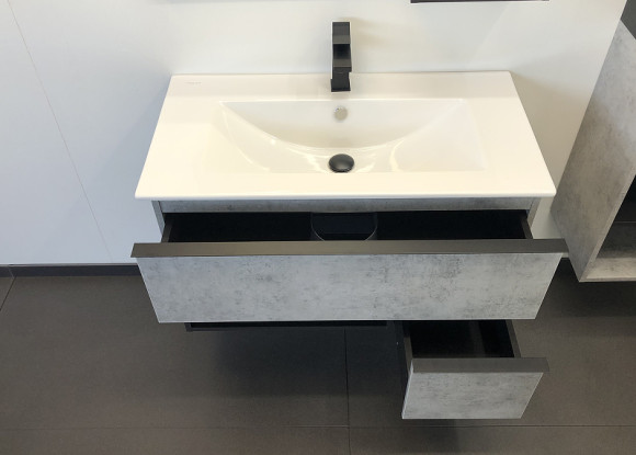 Тумба с раковиной Comforty Франкфурт 90 00-00007342 подвесная Бетон светлый