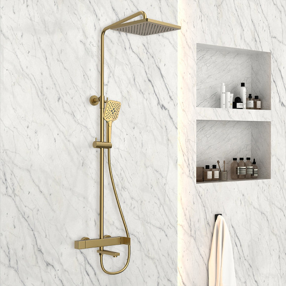 Душевая система Vincea Cube VSFS-1C1BG Брашированное золото Душевая система Vincea Cube VSFS-1C1BG Брашированное золото