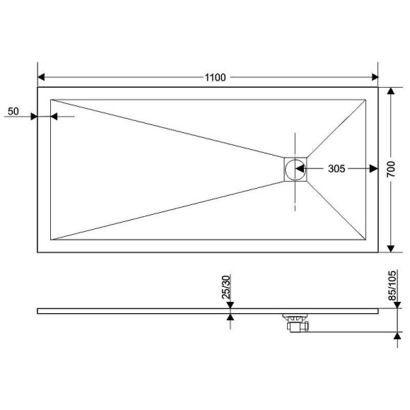 Душевой поддон из искусственного камня RGW STT ST-0117G 70x110x2,5 Серый Душевой поддон из искусственного камня RGW STT ST-0117G 70x110x2,5 Серый