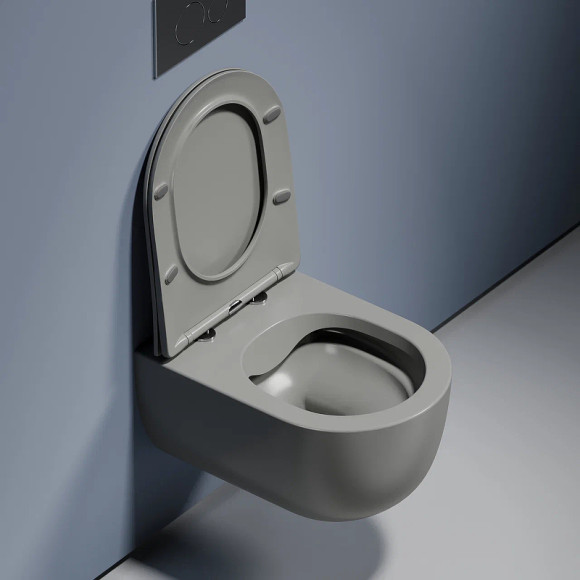 Унитаз Ceramicanova Modena Rimless CN6063MH подвесной Антрацит матовый с сиденьем Микролифт Унитаз Ceramicanova Modena Rimless CN6063MH подвесной Антрацит матовый с сиденьем Микролифт