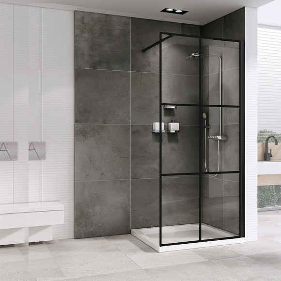 Душевая перегородка Abber Immer Offen 120 AG62120B профиль Черный стекло прозрачное Душевая перегородка Abber Immer Offen 120 AG62120B профиль Черный стекло прозрачное