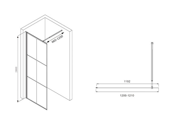Душевая перегородка Abber Immer Offen 120 AG62120B профиль Черный стекло прозрачное Душевая перегородка Abber Immer Offen 120 AG62120B профиль Черный стекло прозрачное