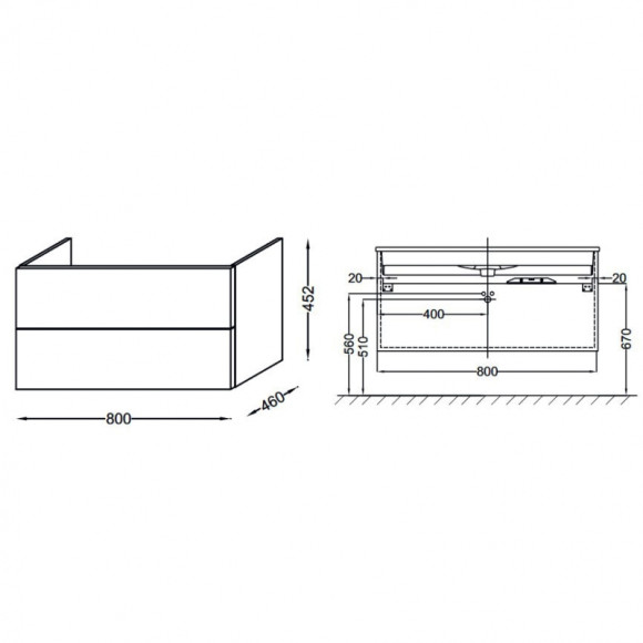 Тумба под раковину Jacob Delafon Vox 80 EB2078-R1-E16 подвесная Ореховое дерево