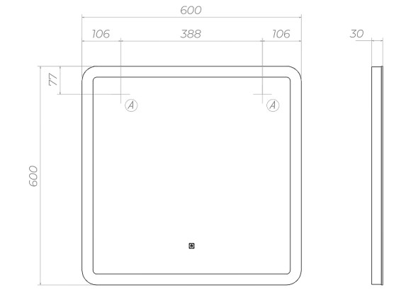 Зеркало Vigo Wing Classic 60 z.WIN.60.Classic с подсветкой с сенсорным выключателем