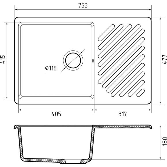 Кухонная мойка GranFest Quarz GF-ZL52 Песочная