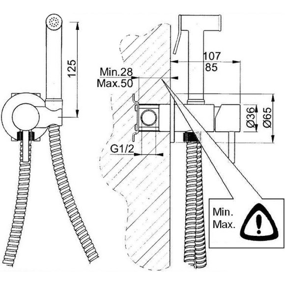 Гигиенический душ со смесителем Giulini Futuro FSH25BR Бронза