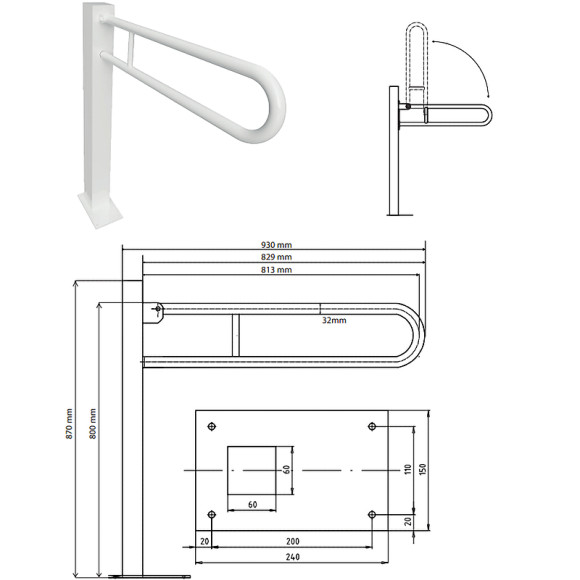 Поручень Bemeta Help 301107604 Белый Поручень Bemeta Help 301107604 Белый