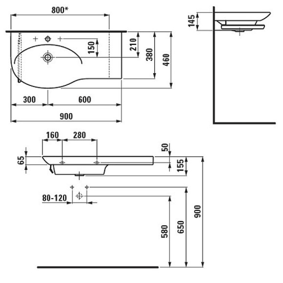 Раковина Laufen Palace New 90 L 8.1670.2.000.104.1 Белая Раковина Laufen Palace New 90 L 8.1670.2.000.104.1 Белая