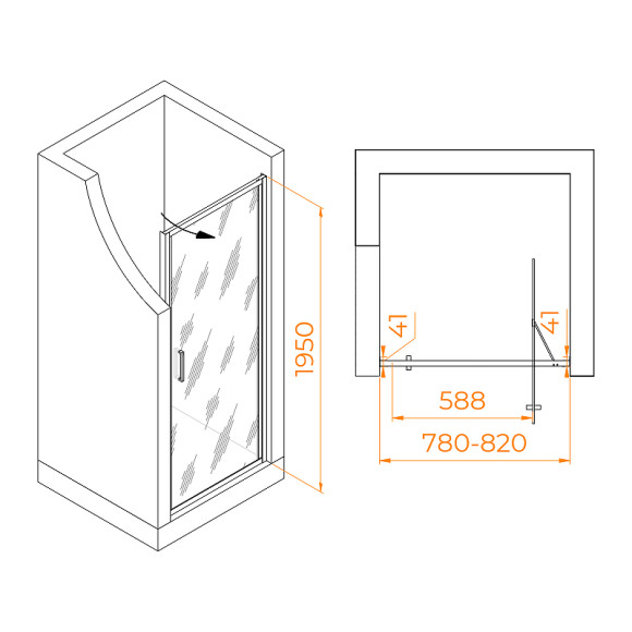 Душевая дверь RGW Stilvoll SV-05Gr 80 70320508-1510 профиль Серый стекло Ribbed