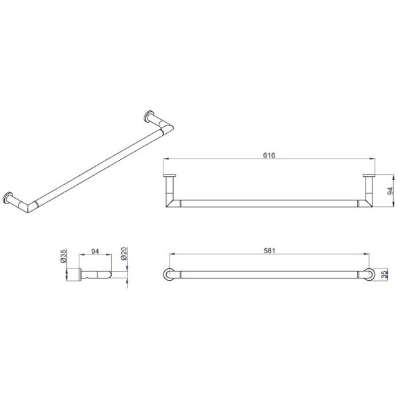 Полотенцедержатель Azario Forny AZ-88301 Хром Полотенцедержатель Azario Forny AZ-88301 Хром
