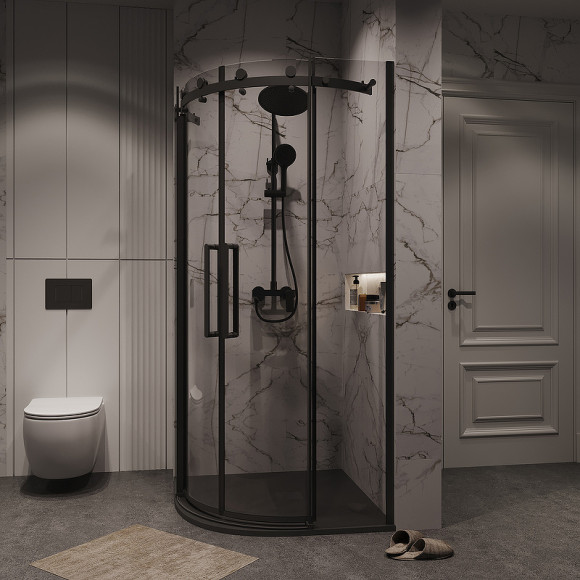 Душевой уголок Grossman Classic 100х100 301.K33.04.1010.21.00 профиль Черный матовый стекло прозрачное