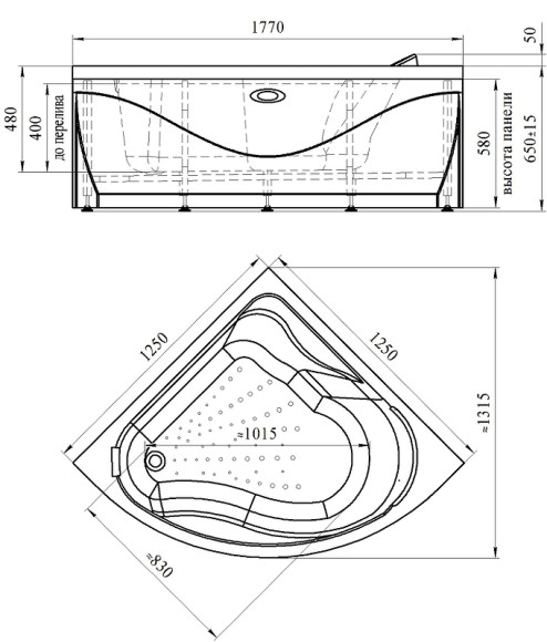 Акриловая ванна Radomir Vannesa Альтея 125x125 2-76-2-0-0-219 с гидромассажем Баланс Хром