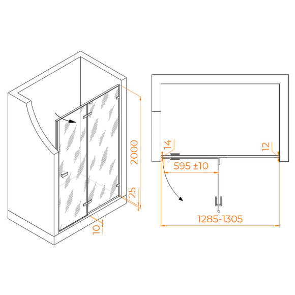 Душевая дверь RGW Stilvoll SV-004 130 353200413-21 профиль Хром стекло матовое