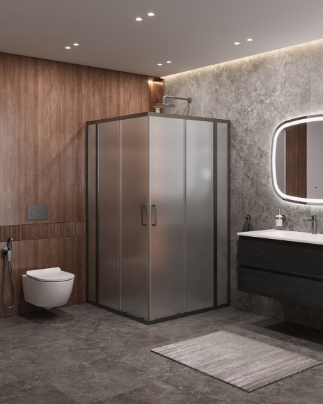 Душевой уголок Cezares Molveno 110x110 MOLVENO-A-22-90+20-P-GM профиль Оружейная сталь стекло рифленое Душевой уголок Cezares Molveno 110x110 MOLVENO-A-22-90+20-P-GM профиль Оружейная сталь стекло рифленое