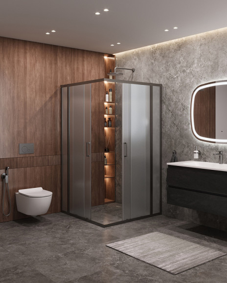 Душевой уголок Cezares Molveno 110x110 MOLVENO-A-22-90+20-P-GM профиль Оружейная сталь стекло рифленое Душевой уголок Cezares Molveno 110x110 MOLVENO-A-22-90+20-P-GM профиль Оружейная сталь стекло рифленое