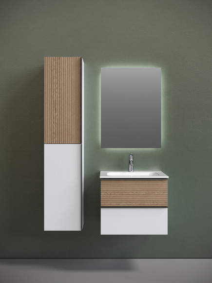 Тумба под раковину Sancos Delta 60 DL60W подвесная Дуб светлый Белая