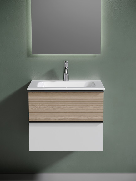 Тумба под раковину Sancos Delta 60 DL60W подвесная Дуб светлый Белая