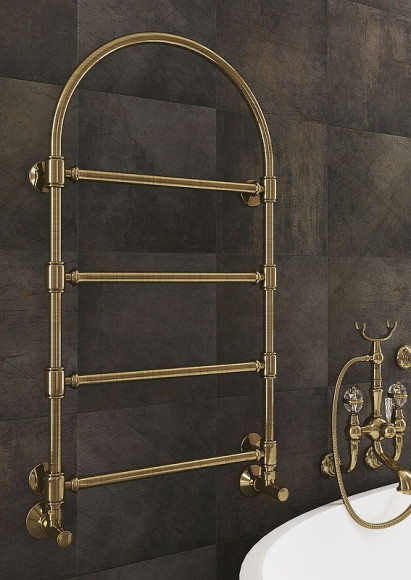 Водяной полотенцесушитель Terminus Версаль П4 500x930 4620768885020 Бронза, нижнее подключение, G 1/2" ВР, с комплектом вентилей