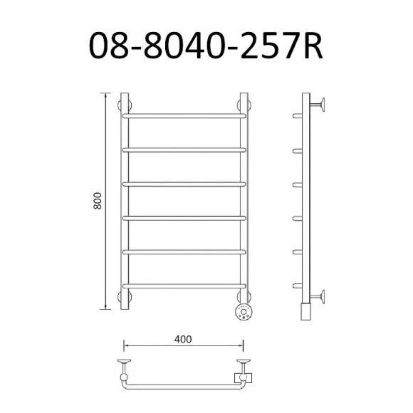 Электрический полотенцесушитель Маргроид Вид 8 870x400 08-8040-257R правый Хром
