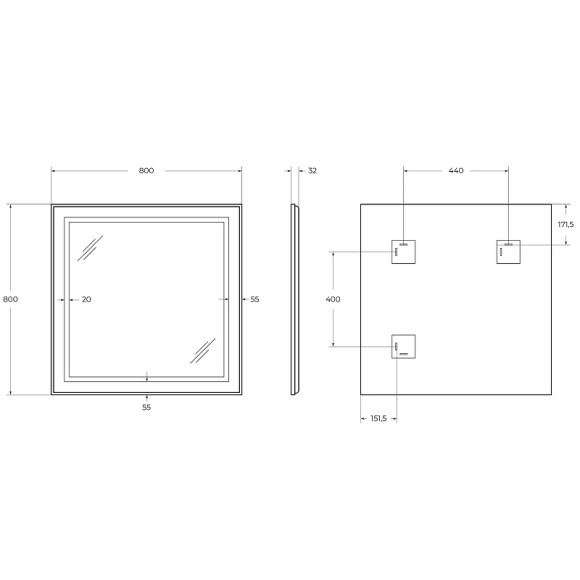 Зеркало BelBagno Kraft 80 SPC-KRAFT-800-800-SENS-AL с подсветкой Сатин с сенсорным выключателем