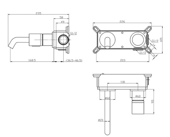 Смеситель для раковины Bronze de Luxe Focus 24686BG Черный матовый
