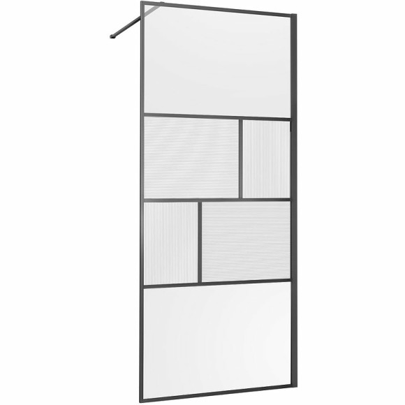 Душевая перегородка Vincea Walk-In 90 VSW-1HC900CFGM профиль Вороненая сталь стекло прозрачное/рифленое