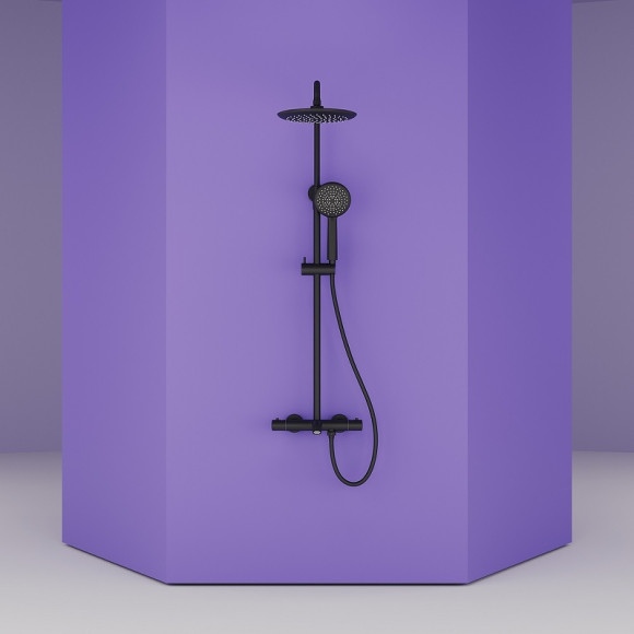 Душевая система Sancos Game SC3001MB с термостатом Черная матовая