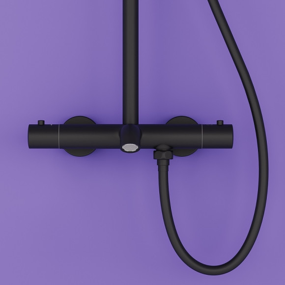 Душевая система Sancos Game SC3001MB с термостатом Черная матовая