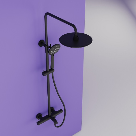 Душевая система Sancos Game SC3001MB с термостатом Черная матовая