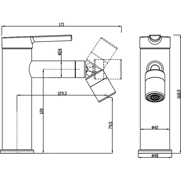 Смеситель для биде Swedbe Diana 1040B Черный матовый Смеситель для биде Swedbe Diana 1040B Черный матовый