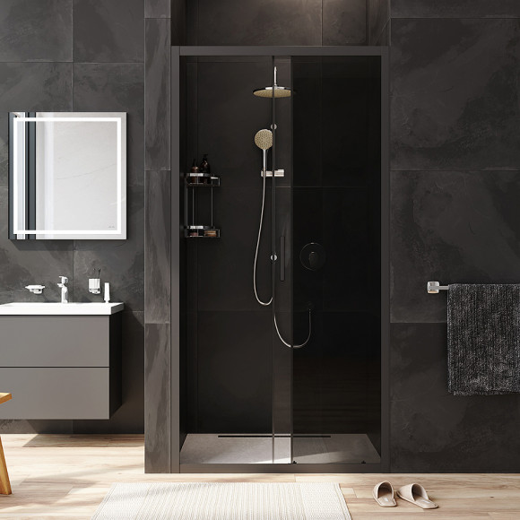 Душевая дверь AM.PM Gem Solo 100 W90G-100-1-195BG профиль Черный матовый стекло тонированное-прозрачное Душевая дверь AM.PM Gem Solo 100 W90G-100-1-195BG профиль Черный матовый стекло тонированное-прозрачное