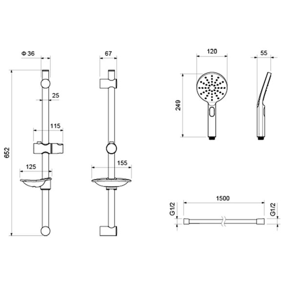 Смеситель для душа Aquatek Оберон AQ1232MB Черный матовый