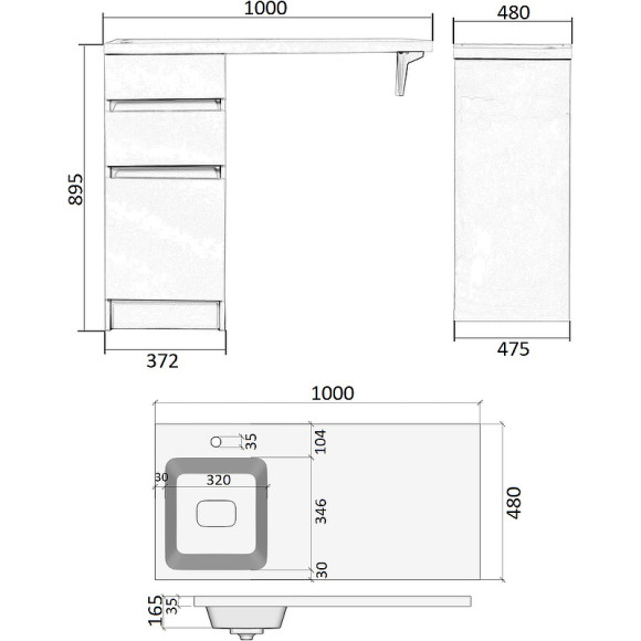 Тумба с раковиной Orange Sistema 100 L ST-40TUW+RAL Белая глянцевая Тумба с раковиной Orange Sistema 100 L ST-40TUW+RAL Белая глянцевая