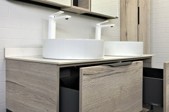 Тумба с раковинами Comforty Порто 120-2 00-00008910 подвесная Дуб дымчатый