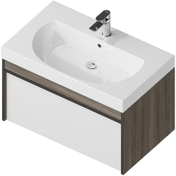 Тумба под раковину Kerama Marazzi Modula 80 MO.80.1+1\AR подвесная Белая глянцевая Дерево