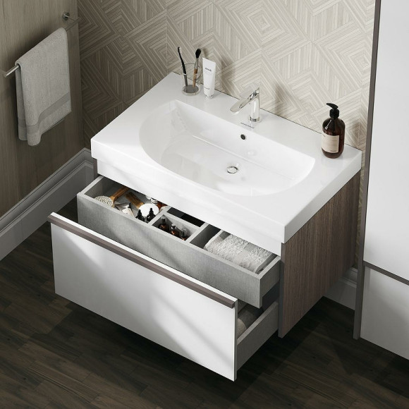 Тумба под раковину Kerama Marazzi Modula 80 MO.80.1+1\AR подвесная Белая глянцевая Дерево