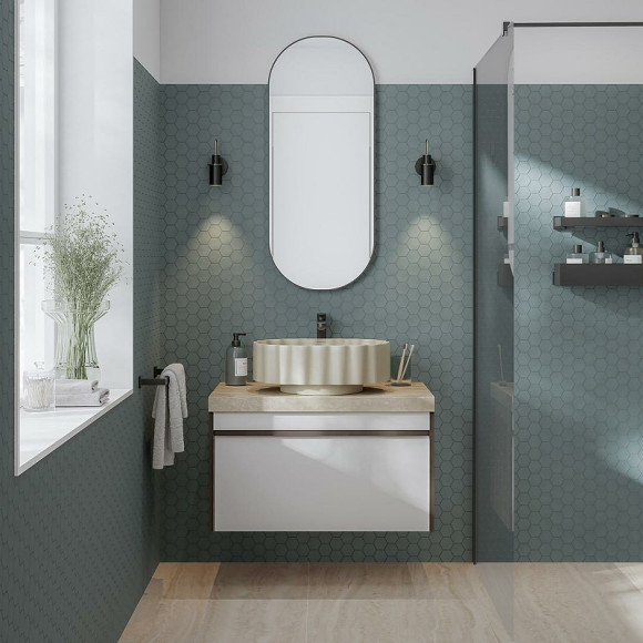 Тумба под раковину Kerama Marazzi Modula 80 MO.80.1+1\AR подвесная Белая глянцевая Дерево